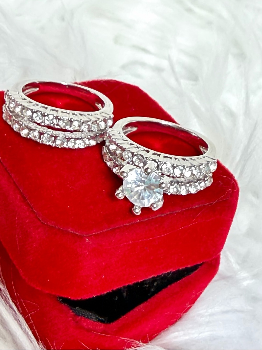 Silver-Tone Cubic Zirconia Engagement Ring size 9